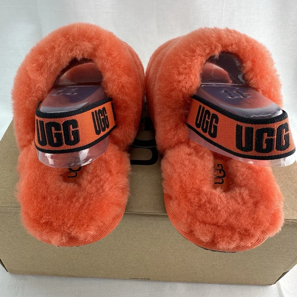 UGG Toddler Girls Fluff Yeah Slide Slippers Size 11T Hong Orange New w/ Box
